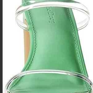 THE DROP-Chic Green Heels with Clear Straps